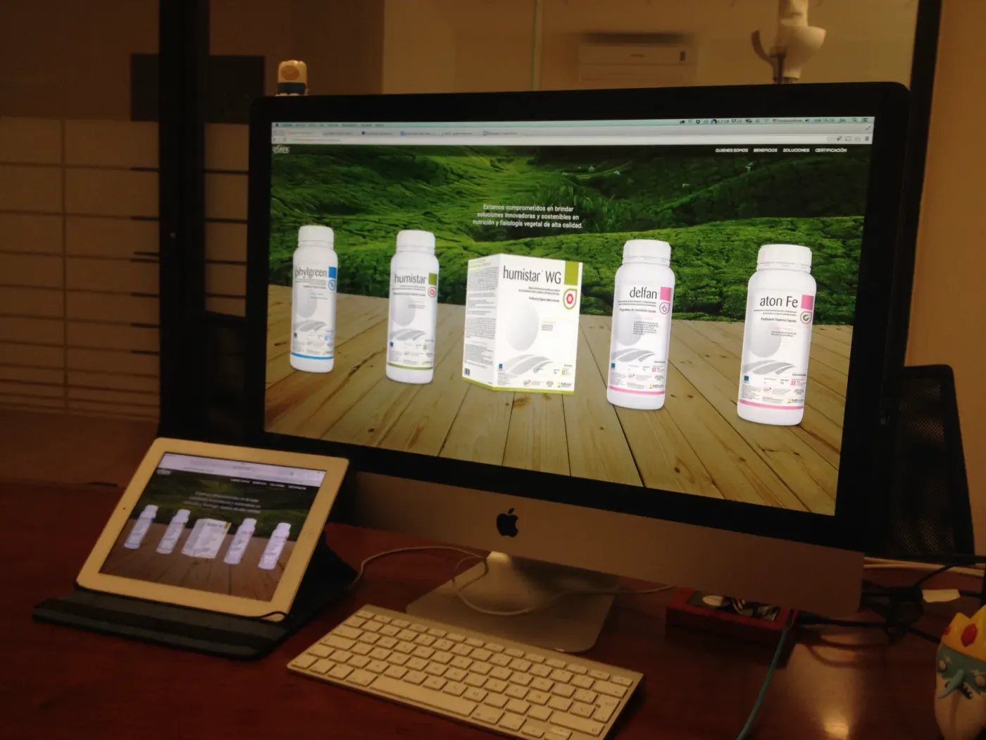 A Tradecorp product site on a desktop and a tablet side by side.