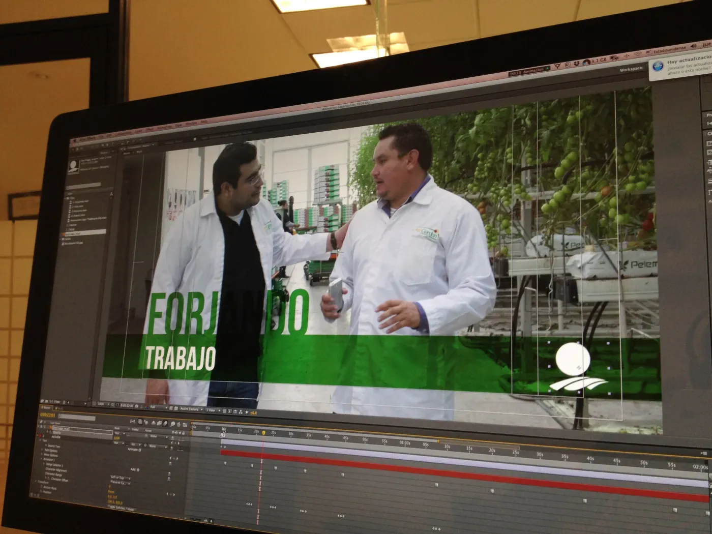 A corporate video open on an editing timeline.