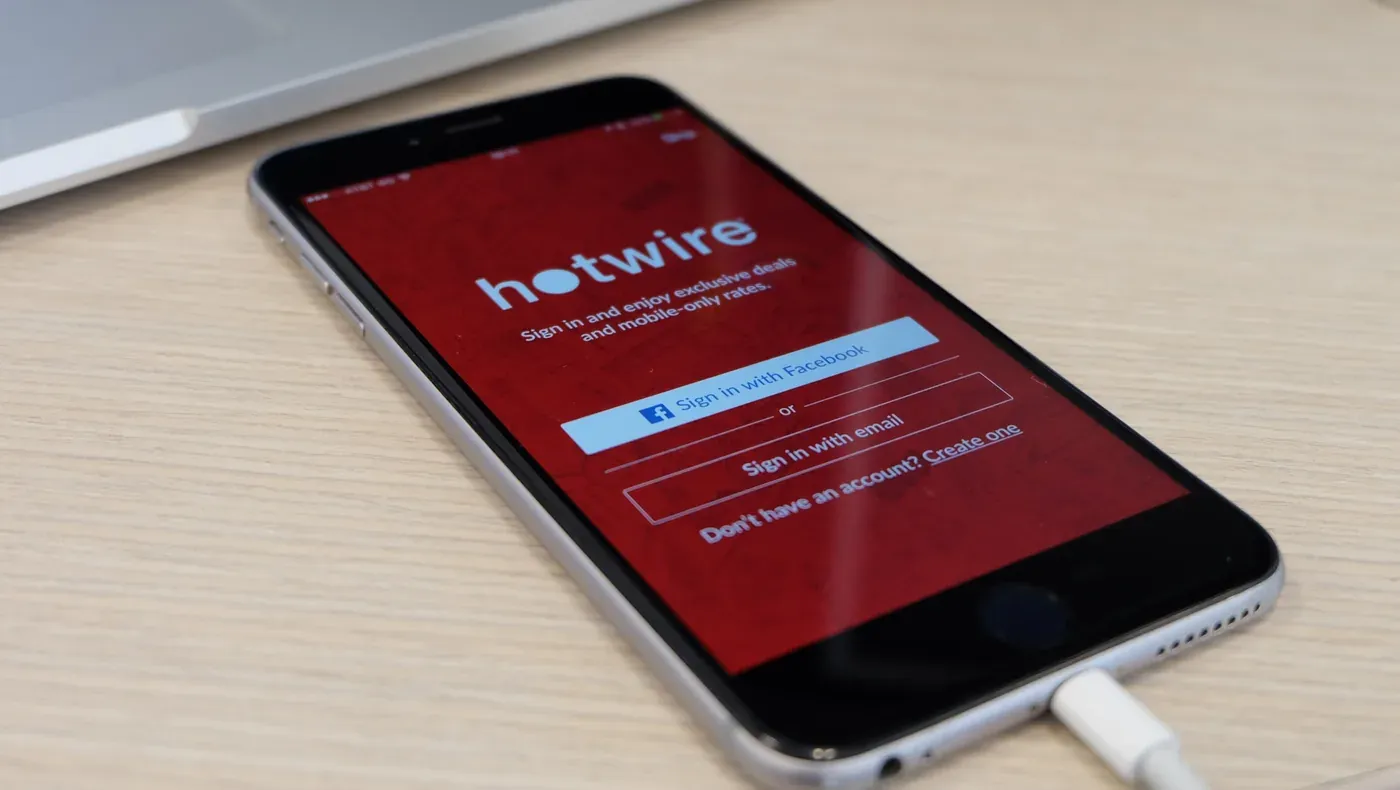 The Hotwire mobile app open on a phone.