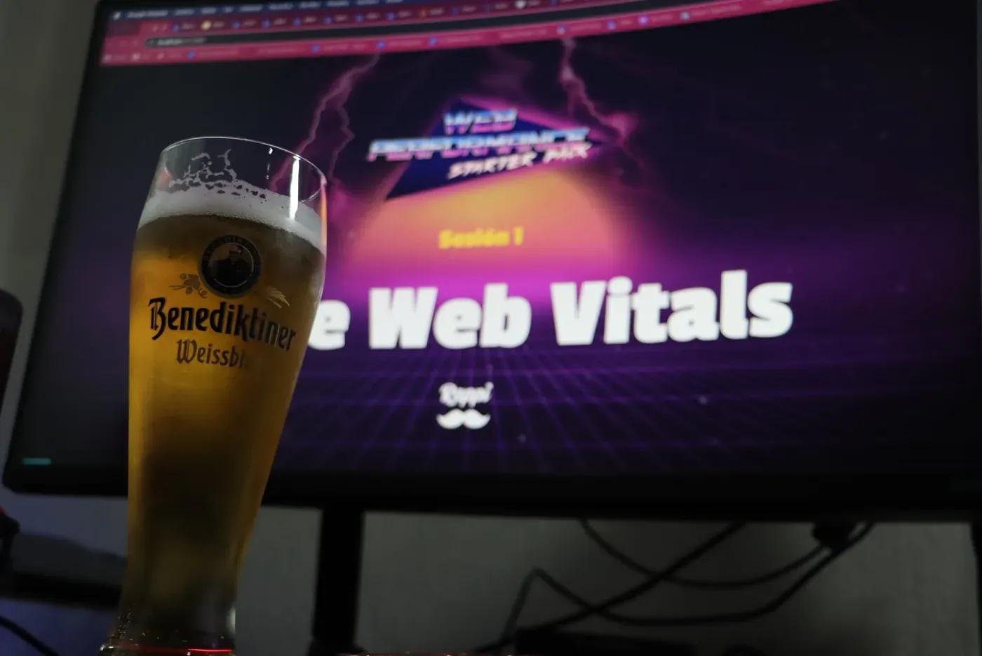 A Web Vitals session running on a monitor.